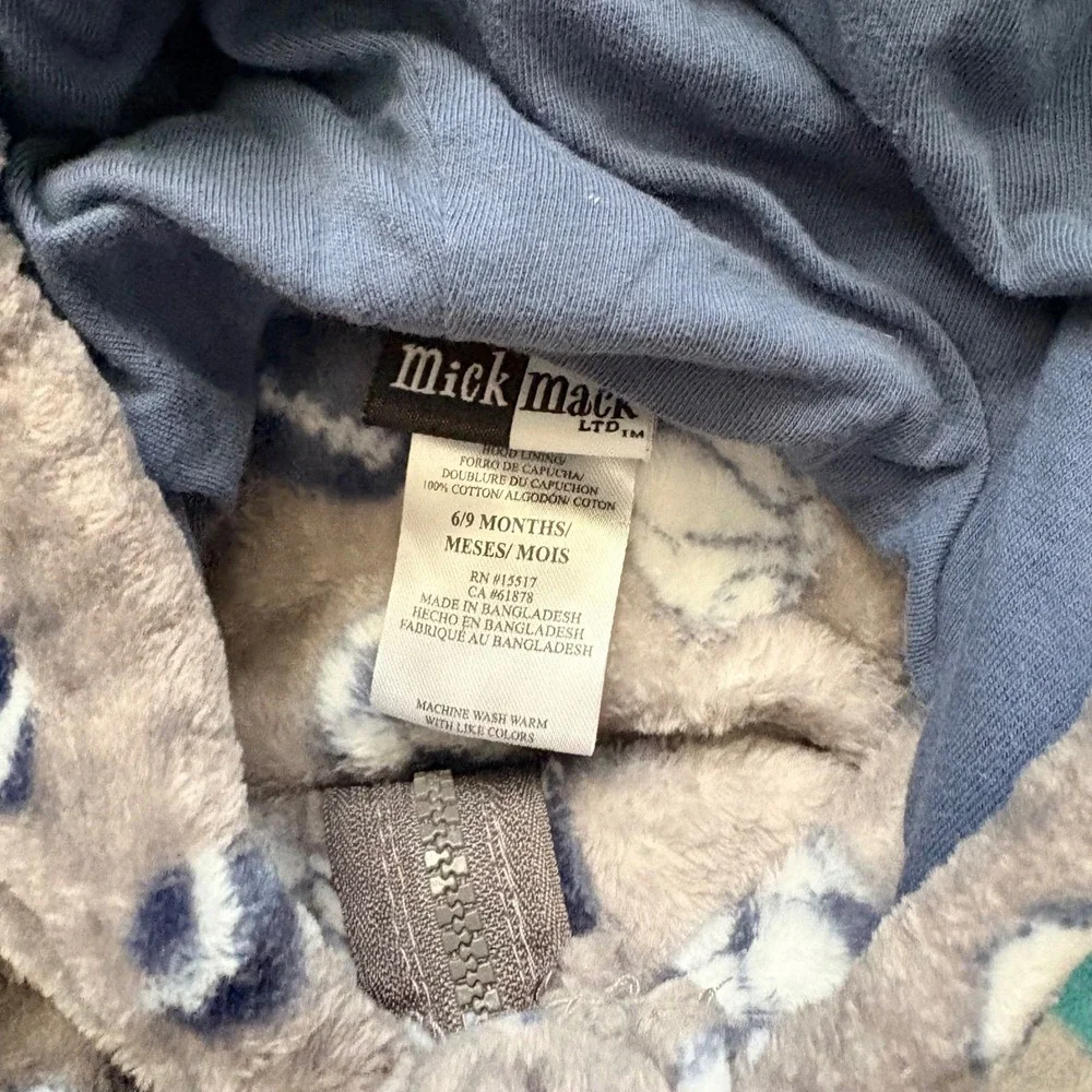 Carter's & Mick Mack Fleece Sleepers Lot Little Brother Infant Boys 6-9 month